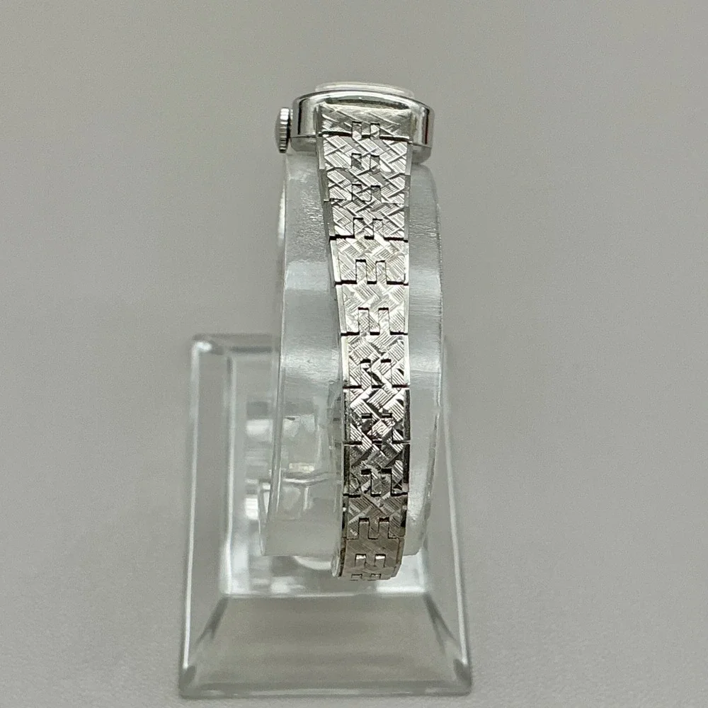 Vintage Timex Watch Womens Manual Wind Silver Tone Rectangle Bracelet Working